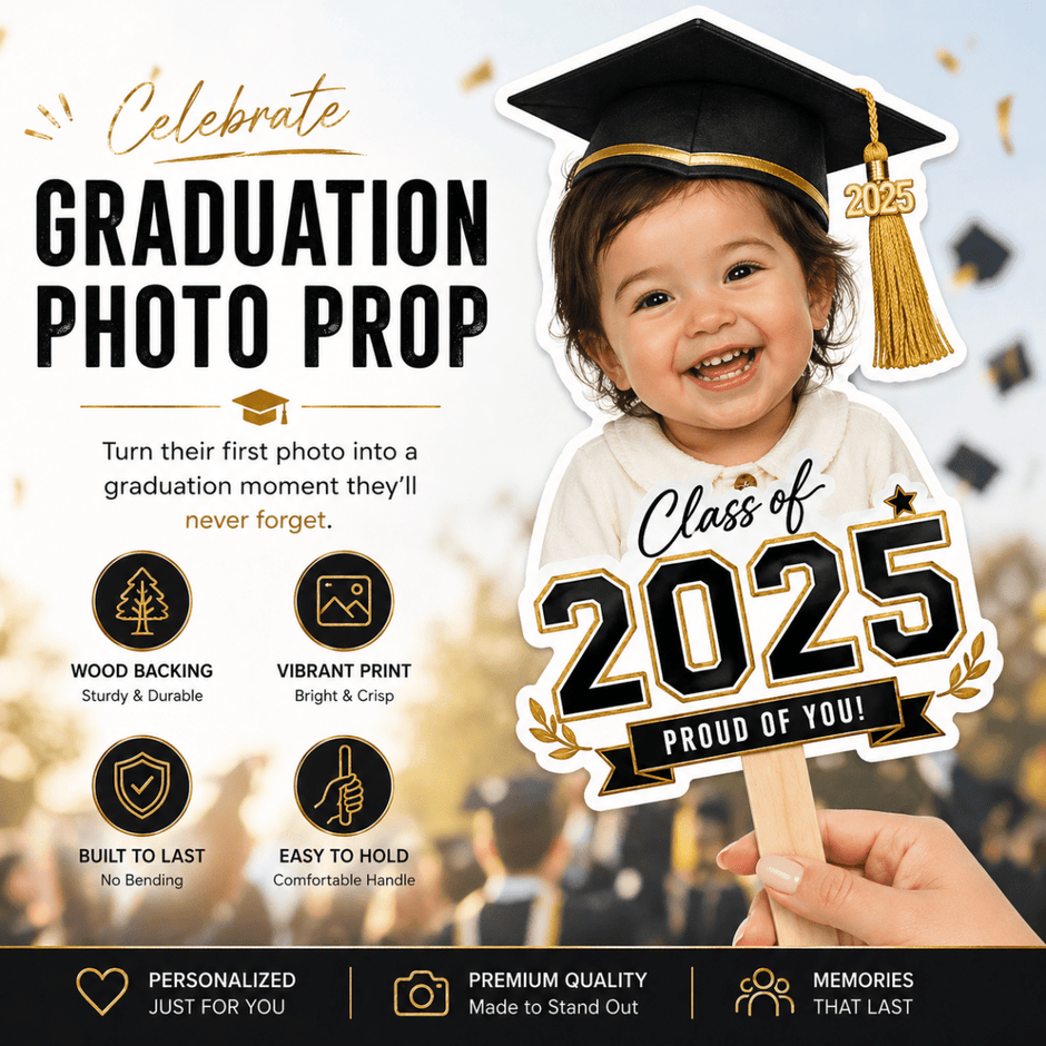 Custom Graduation Photo Prop – Then & Now Personalized Baby Photo Sign - Signs - Custom Crafting Alliance, LLC