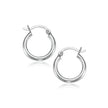 10k White Gold Polished Hoop Earrings (15 mm)