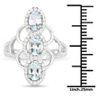 1.54 Carat Genuine Aquamarine and White Zircon .925 Sterling Silver Ring