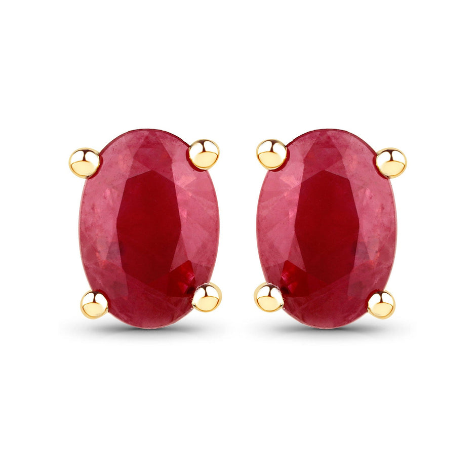 1.04 Carat Genuine Ruby 14K Yellow Gold Earrings