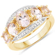 1.97 Carat Genuine Morganite and White Topaz .925 Sterling Silver Ring
