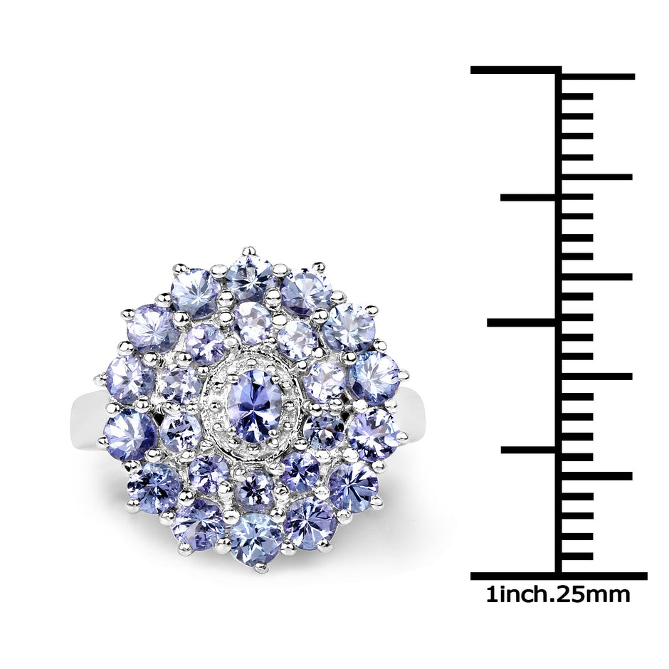 2.27 Carat Genuine Tanzanite .925 Sterling Silver Ring
