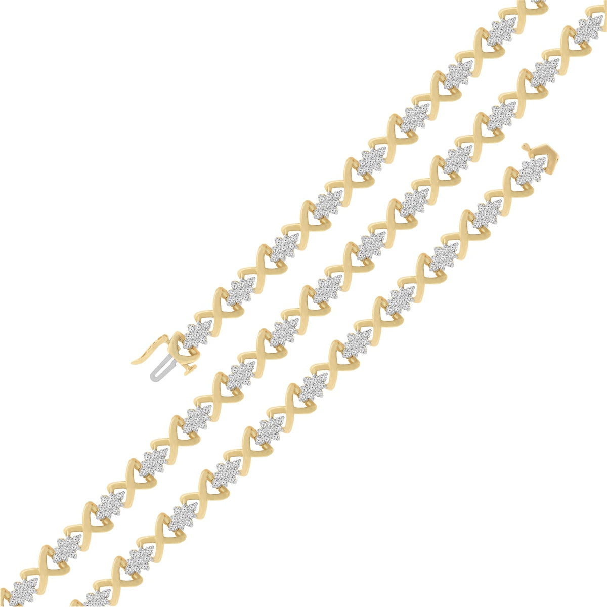 10k Yellow Gold Plated .925 Sterling Silver 2.00 Cttw Round-Cut Diamond Link 7