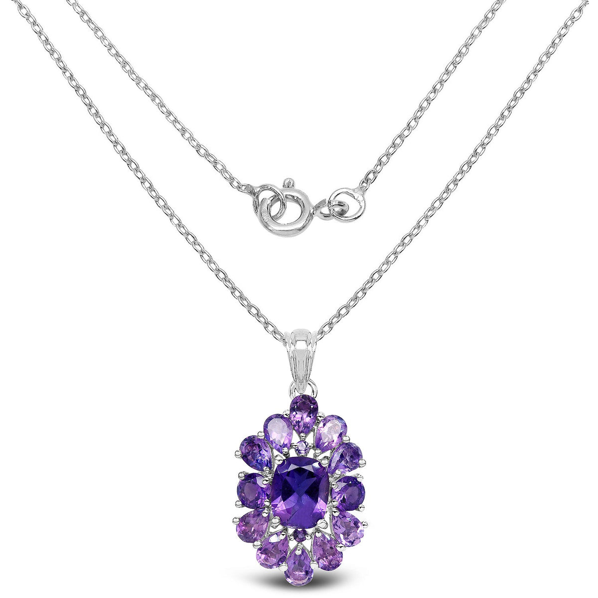 7.24 Carat Genuine Amethyst .925 Sterling Silver Pendant