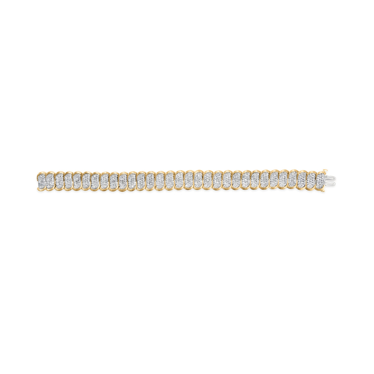 10k Yellow Gold 5.00 Cttw Diamond Oval Banded Link Bracelet (I-J Color, I1-I2 Clarity) - 7