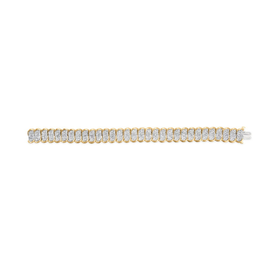 10k Yellow Gold 5.00 Cttw Diamond Oval Banded Link Bracelet (I-J Color, I1-I2 Clarity) - 7