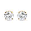 AGS Certified 14K Yellow Gold 1/2 Cttw 4 Prong Set Brilliant Round-Cut Solitaire Diamond Push Back Stud Earrings (O-P, Color, SI2-I1 Clarity)