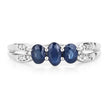 0.73 Carat Genuine Blue Sapphire and White Diamond 14K White Gold Ring