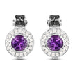 2.29 Carat Genuine Amethyst, Black Diamond and White Diamond .925 Sterling Silver Earrings