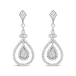18K White Gold 1 1/4 Cttw Round Diamond Openwork Teardrop-Shaped Dangle Earrings (F-G Color, VS1-VS2 Clarity)