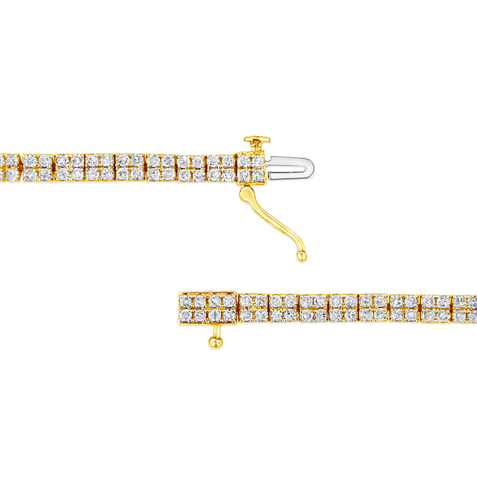 14K Yellow Gold Plated .925 Sterling Silver 3.0 Cttw Diamond Link Bracelet (K-L Color, I2-I3 Clarity) - 7.25