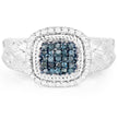 0.28 Carat Genuine Blue Diamond and White Diamond .925 Sterling Silver Ring