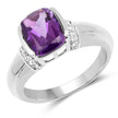 1.52 Carat Genuine Amethyst and White Topaz .925 Sterling Silver Ring