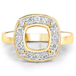 0.48 Carat Genuine White Diamond 14K Yellow Gold Semi Mount Ring - holds 8x8mm Cushion Gemstone