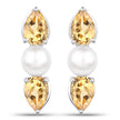 2.78 Carat Genuine Citrine and Pearl .925 Sterling Silver Earrings