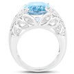 11.29 Carat Genuine Blue Topaz and White Topaz .925 Sterling Silver Ring