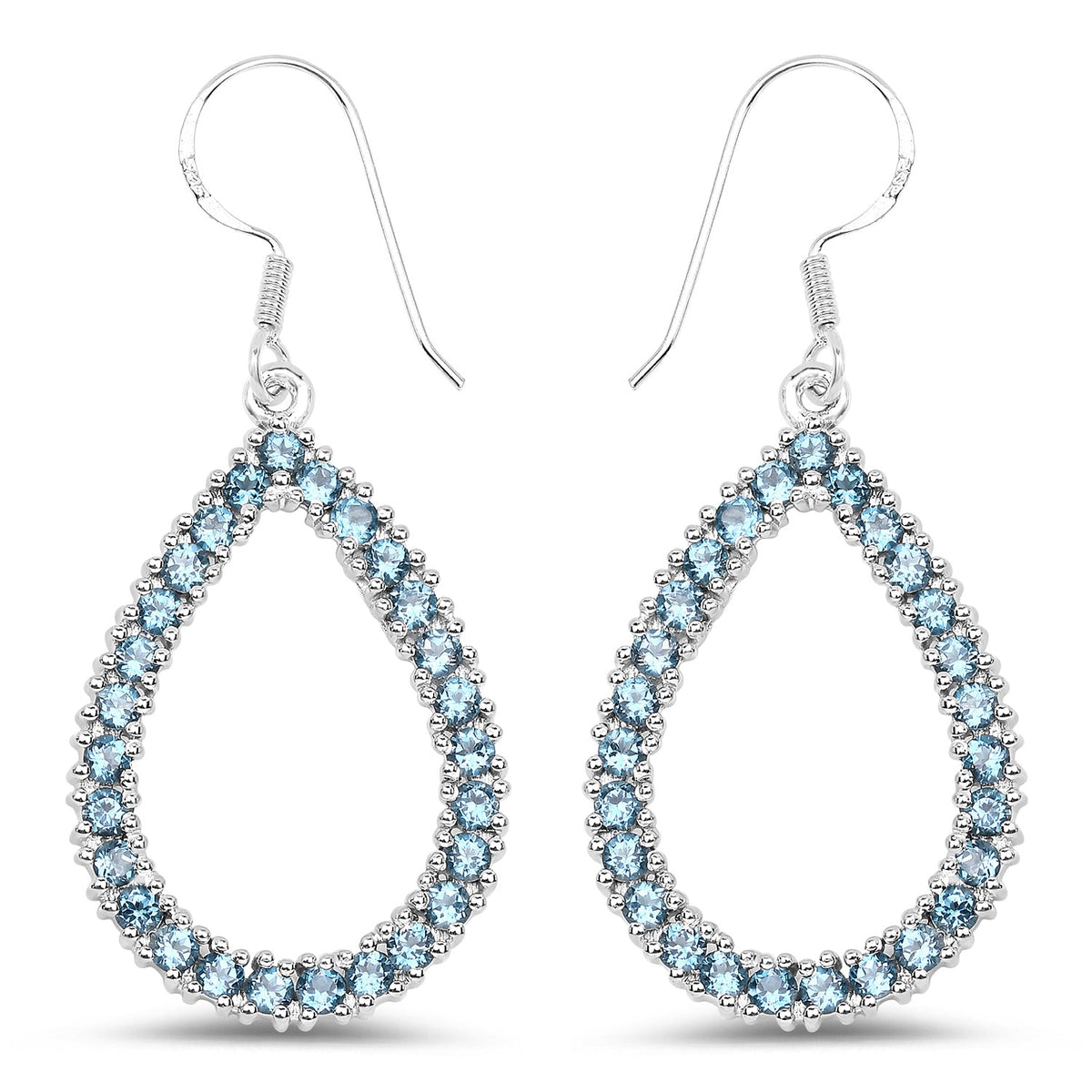 4.32 Carat Genuine London Blue Topaz .925 Sterling Silver Earrings