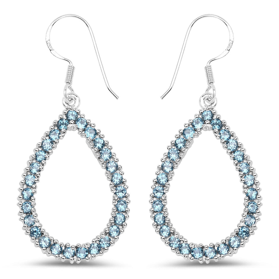 4.32 Carat Genuine London Blue Topaz .925 Sterling Silver Earrings