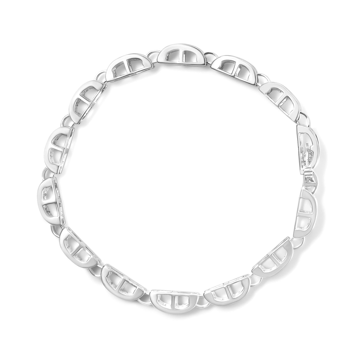 14K White Gold 3.0 Cttw Invisible Set Princess Cut Diamond Link and Buckle 7.25
