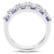 2.05 Carat Genuine Tanzanite and White Topaz .925 Sterling Silver Ring