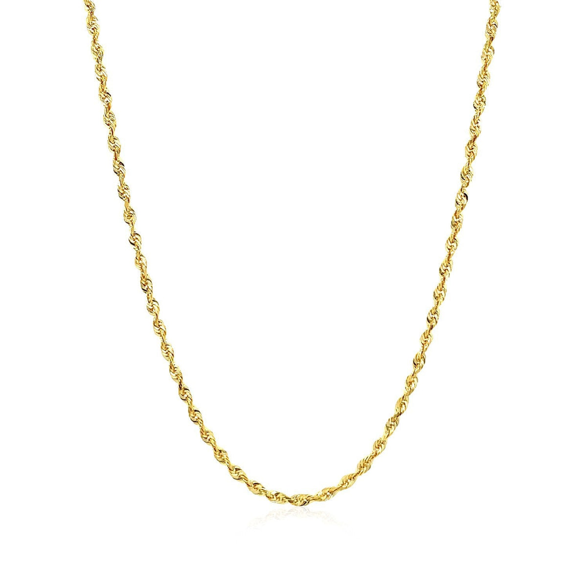 2.0mm 14k Yellow Gold Solid Diamond Cut Rope Chain