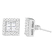 14K White Gold 1 cttw Round and Baguette Diamond Stud Earrings (H-I, SI1-SI2)