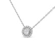 .925 Sterling Silver 1/2 Cttw Round Diamond Halo Circle Pendant 18