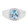 1.62 Carat Genuine Blue Topaz and White Topaz .925 Sterling Silver Ring