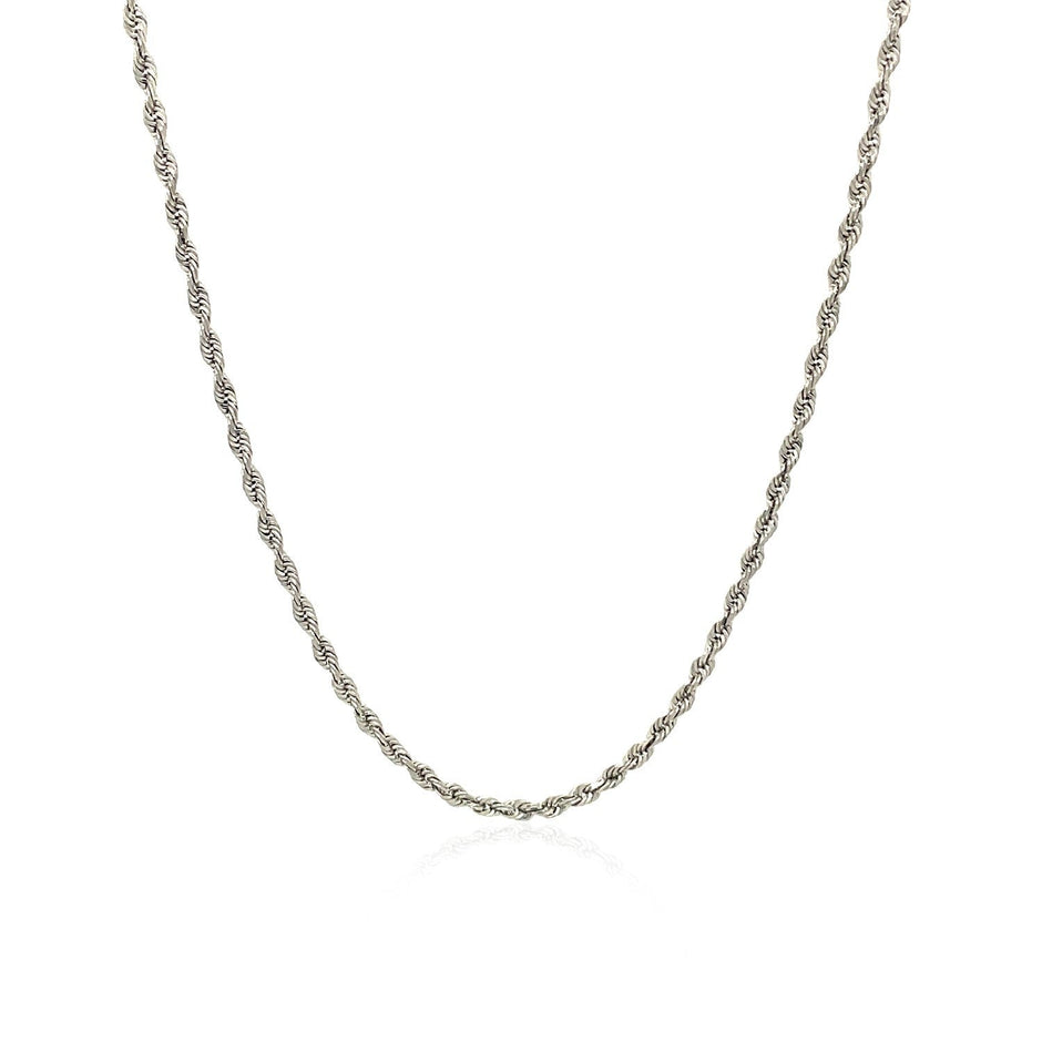 10k White Gold Solid Diamond Cut Rope Chain 1.5mm