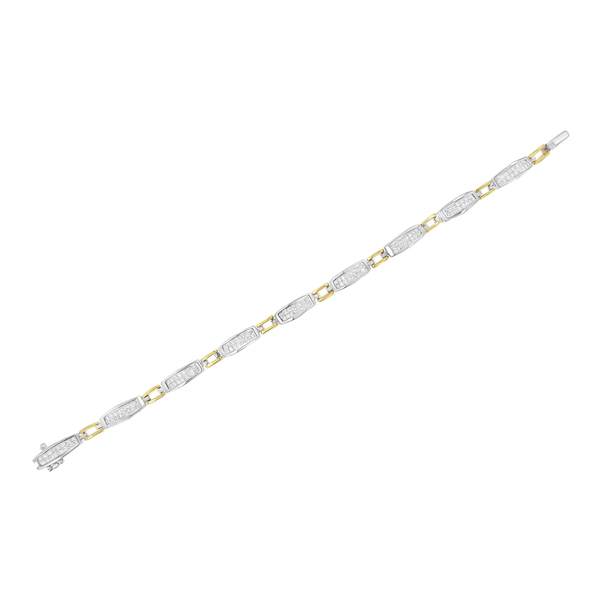 14K Yellow and White Gold 2.0 Cttw Princess Cut Diamond Tapered and Equal Sign Link Bracelet (G-H Color, SI1-SI2 Clarity) - 7