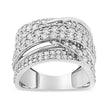 .925 Sterling Silver 2.00 Cttw Round-Cut Diamond Overlapping Bypass Band Ring (I-J Color, I2-I3 Clarity) - Ring Size 7