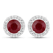 1.22 Carat Genuine Ruby and White Diamond 14K White Gold Earrings