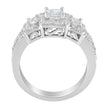 14K White Gold Round and Princess-Cut Diamond Three Stone Ring (1 Cttw, H-I Color, I1-I2 Clarity) - Size 7