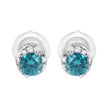 14K White Gold 1/2 cttw White and Treated Blue Round Diamond Earrings (I-J I2-I3)