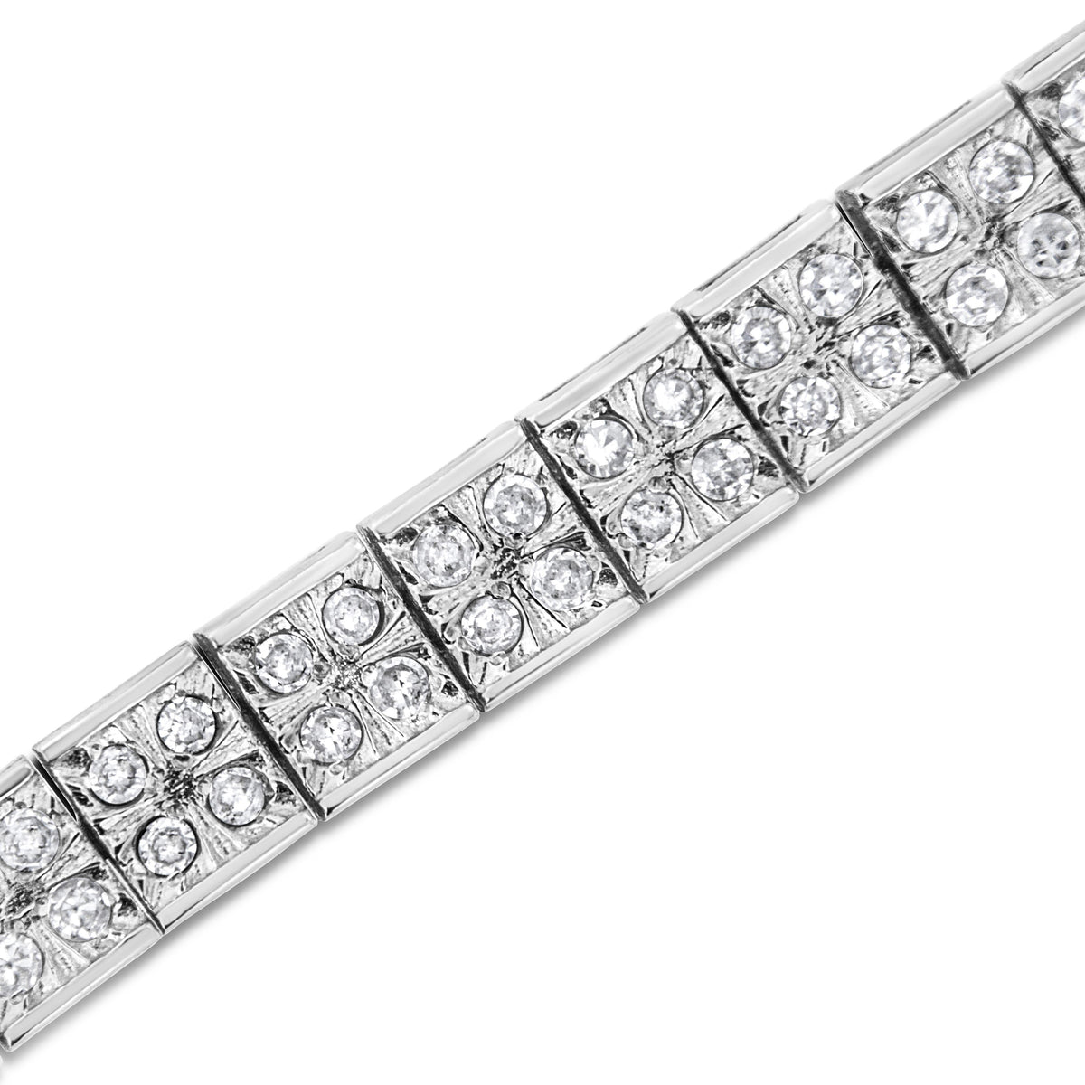 .925 Sterling Silver 2 Cttw Prong Set Round-Cut Diamond 4 Stone Box Link Bracelet (I-J Color, I3 Clarity) - 7.25