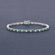5.77 Carat Genuine Emerald and White Topaz .925 Sterling Silver Bracelet