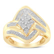 10K Yellow Gold Diamond Bypass Cluster Ring (1 Cttw, I-J Color, I2-I3 Clarity) - Size 7