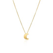 14k Yellow Gold Polished Moon Necklace with Diamond