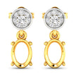 0.11 Carat Genuine White Diamond 14K Yellow Gold Semi Mount Earrings - holds 7x5mm Oval Gemstones