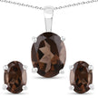 3.14 Carat Genuine Smoky Quartz .925 Sterling Silver Jewelry Set