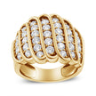 14K Yellow Gold Plated .925 Sterling Silver 2.00 Cttw Diamond Multi Row Band Ring (J-K Color, I1-I2 Clarity) - Ring Size 7