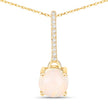0.53 Carat Genuine Ethiopian Opal and White Diamond 10K Yellow Gold Pendant