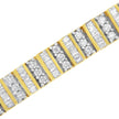 14K Yellow Gold 5.50 Cttw Round and Baguette Diamond Link Bracelet