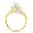 14K Two-Toned Gold Round, Baguette and Princess Cut Diamond Ring (1 1/8 Cttw, H-I Color, SI2-I1 Clarity) - Size 6