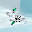 925 Sterling Silver Enamel White Gold Pave Set CZ Ring
