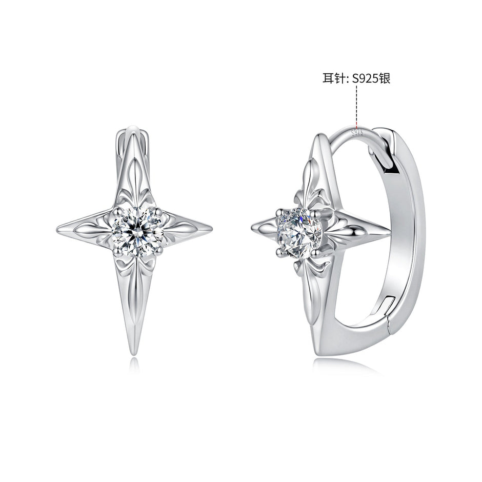 925 Sterling Silver White Gold Plated CZ Pavé 1.5 x 1.0 cm Hoop Earrings for Women