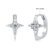 925 Sterling Silver White Gold Plated CZ Pavé 1.5 x 1.0 cm Hoop Earrings for Women