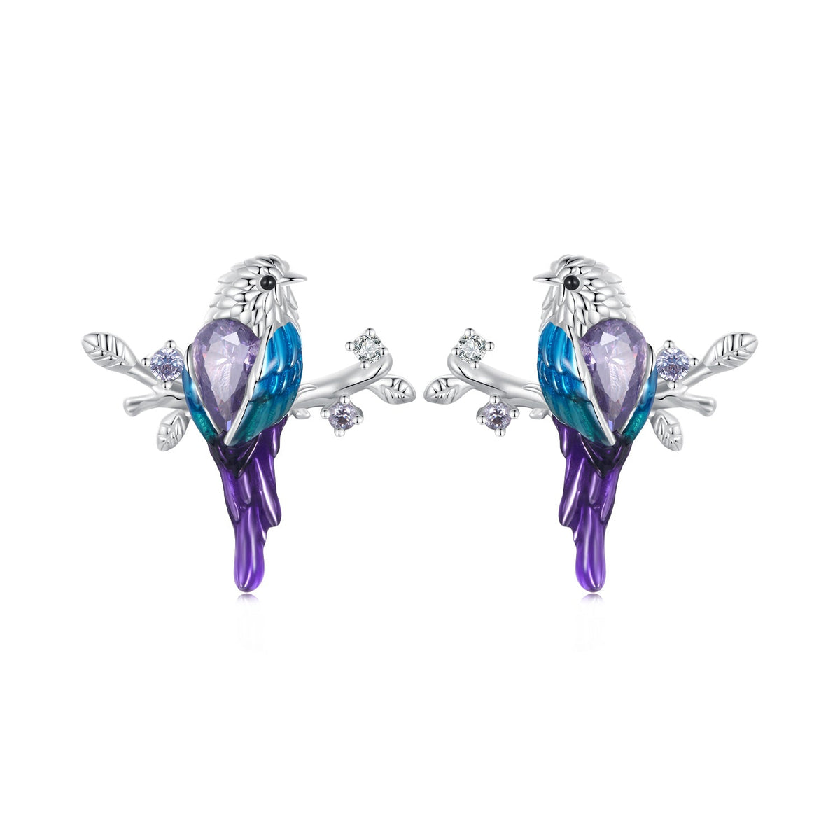 925 Sterling Silver Enamel Process Pavé Setting CZ Earrings