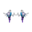 925 Sterling Silver Enamel Process Pavé Setting CZ Earrings