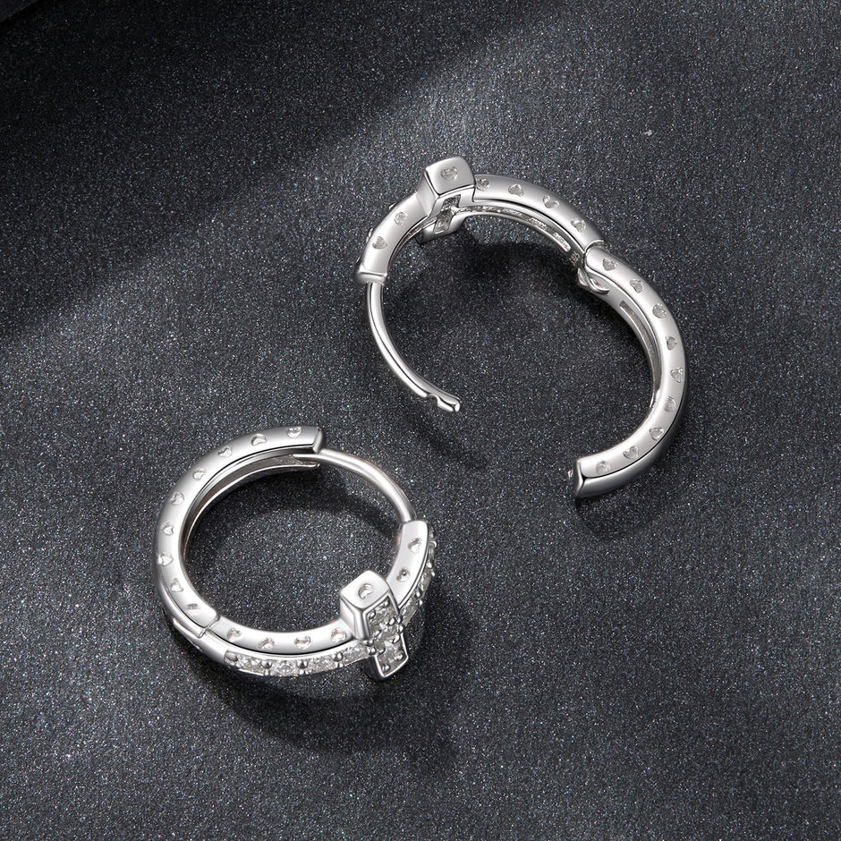 925 Sterling Silver Moissanite Earrings 1.3cm for Women